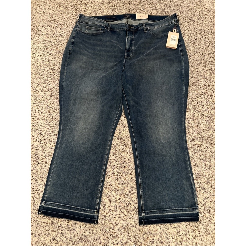 NYDJ New Marilyn Straight Leg Women's Jeans FantasySz  24W‎ Short Med Wash Blue